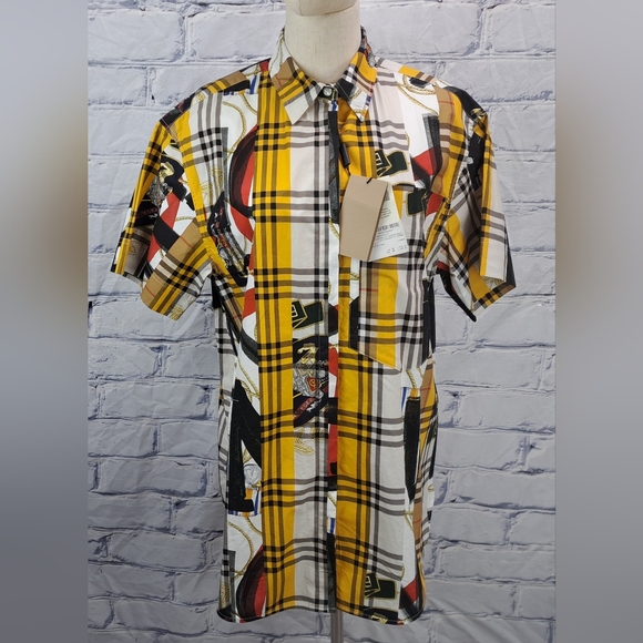 NWT Burberry Women's Shirt Button Up Dress Shirt Check Fieldfare 6 US - Picture 2 of 16
